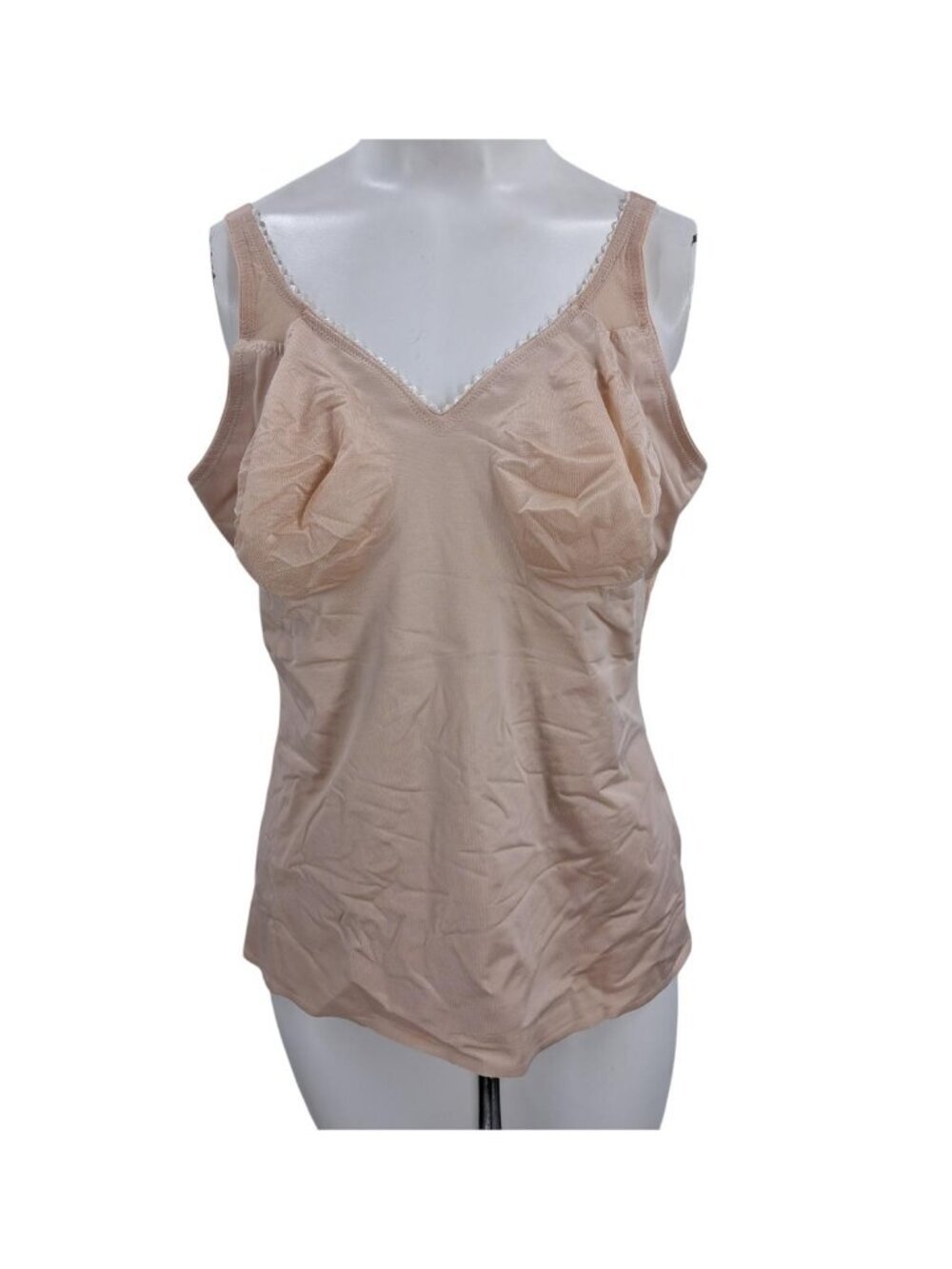 Ruby Ribbon Sheer Full Support Cami Tank Top Size 46 Shaping Beige Shapewear Bra
